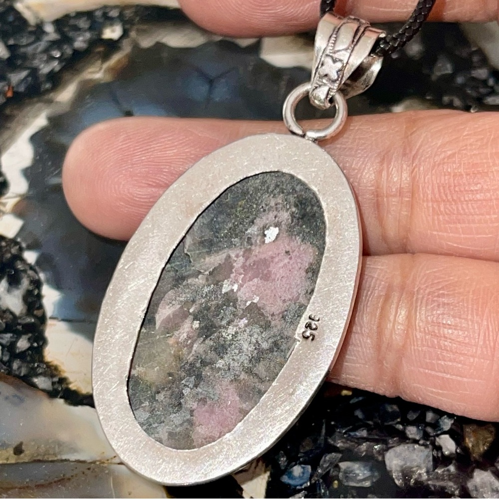 Earthy Rhodonite Pendant 2” - Picture 13 of 14